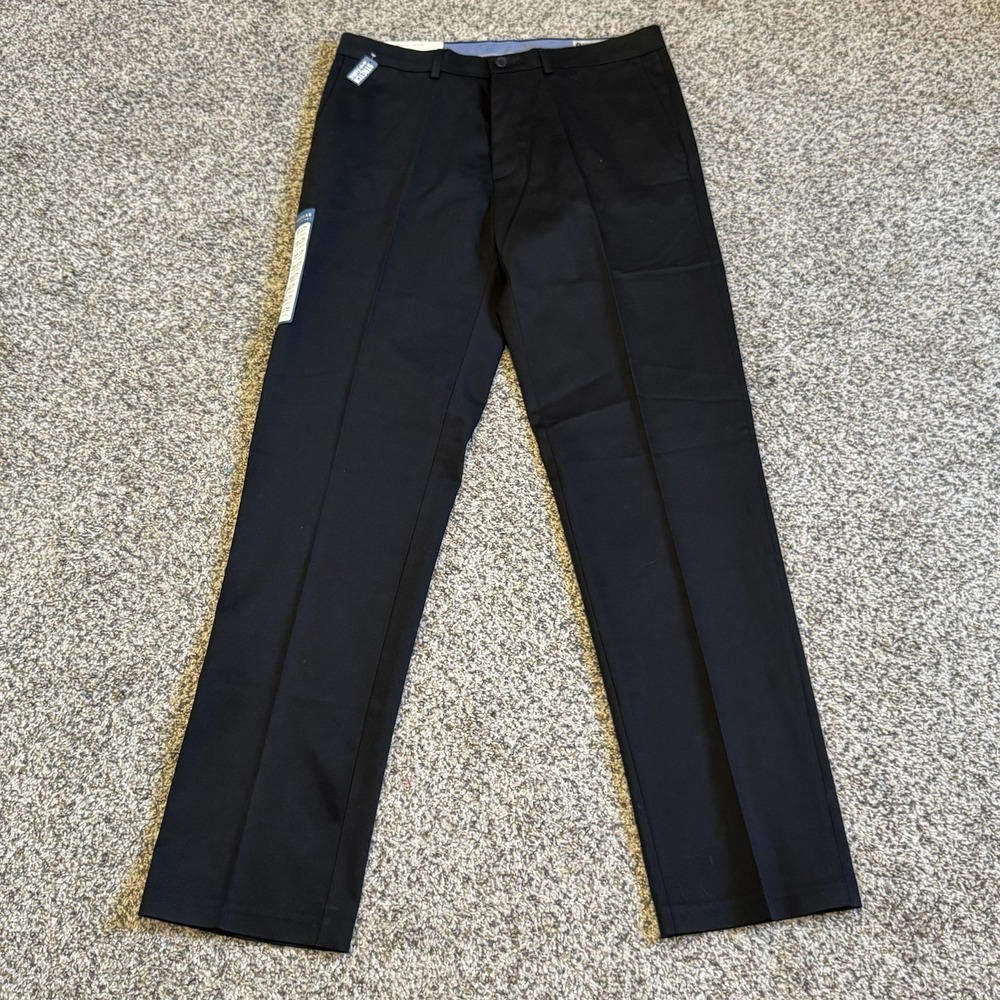 Haggar Premium No Iron Khaki Pants Classic Fit Stretch Men 34x34 Black